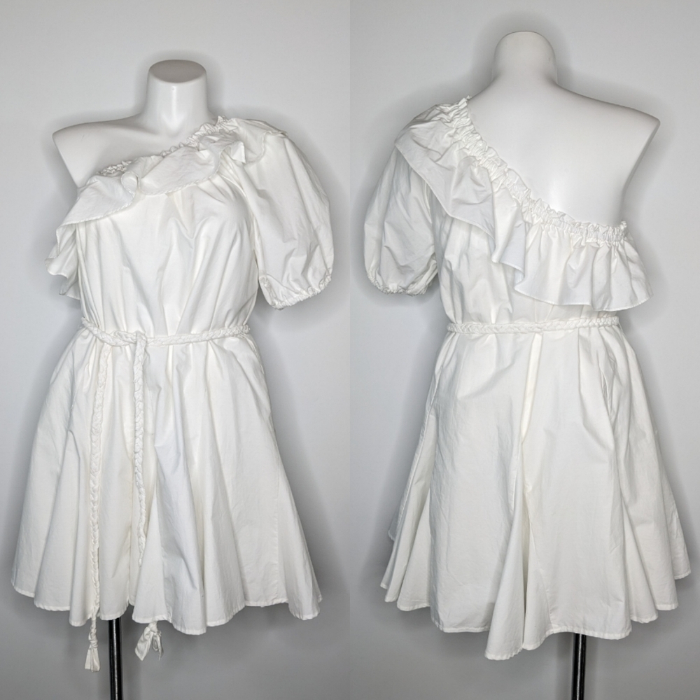 Rhode for Target white one shoulder ruffle tie waist dress XL
